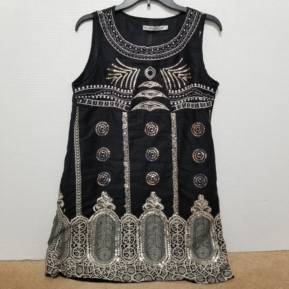 Anany dress 40 EU 10 US bedazzled sequin embellished embroidery sleeveless
